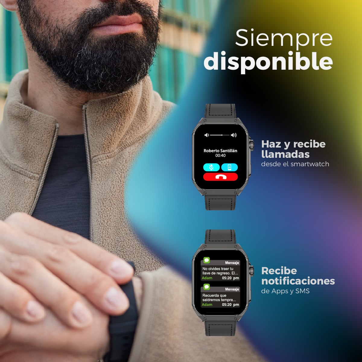 Foto 5 pulgar | Smartwatch Binden Era Day Line Negro Pantalla Curva