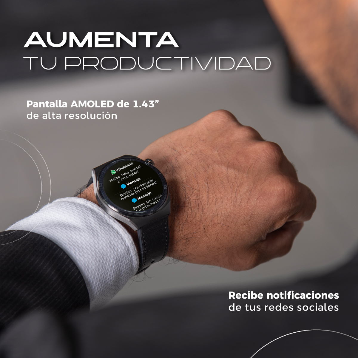 Foto 4 pulgar | Smartwatch Binden Era One Class Negro Correas Extras