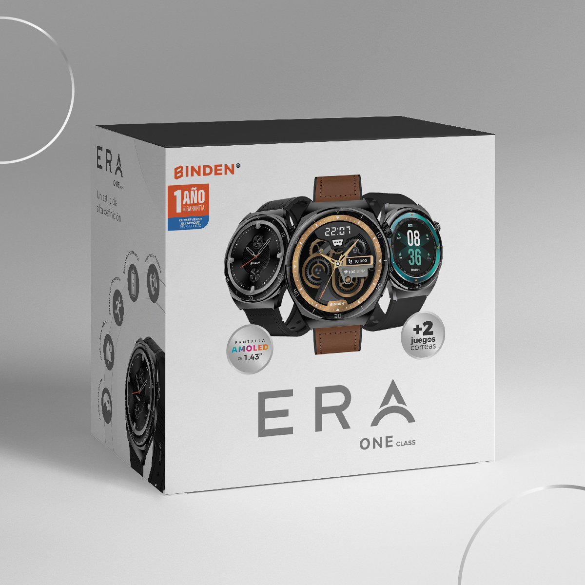 Foto 7 | Smartwatch Binden Era One Class Negro Correas Extras