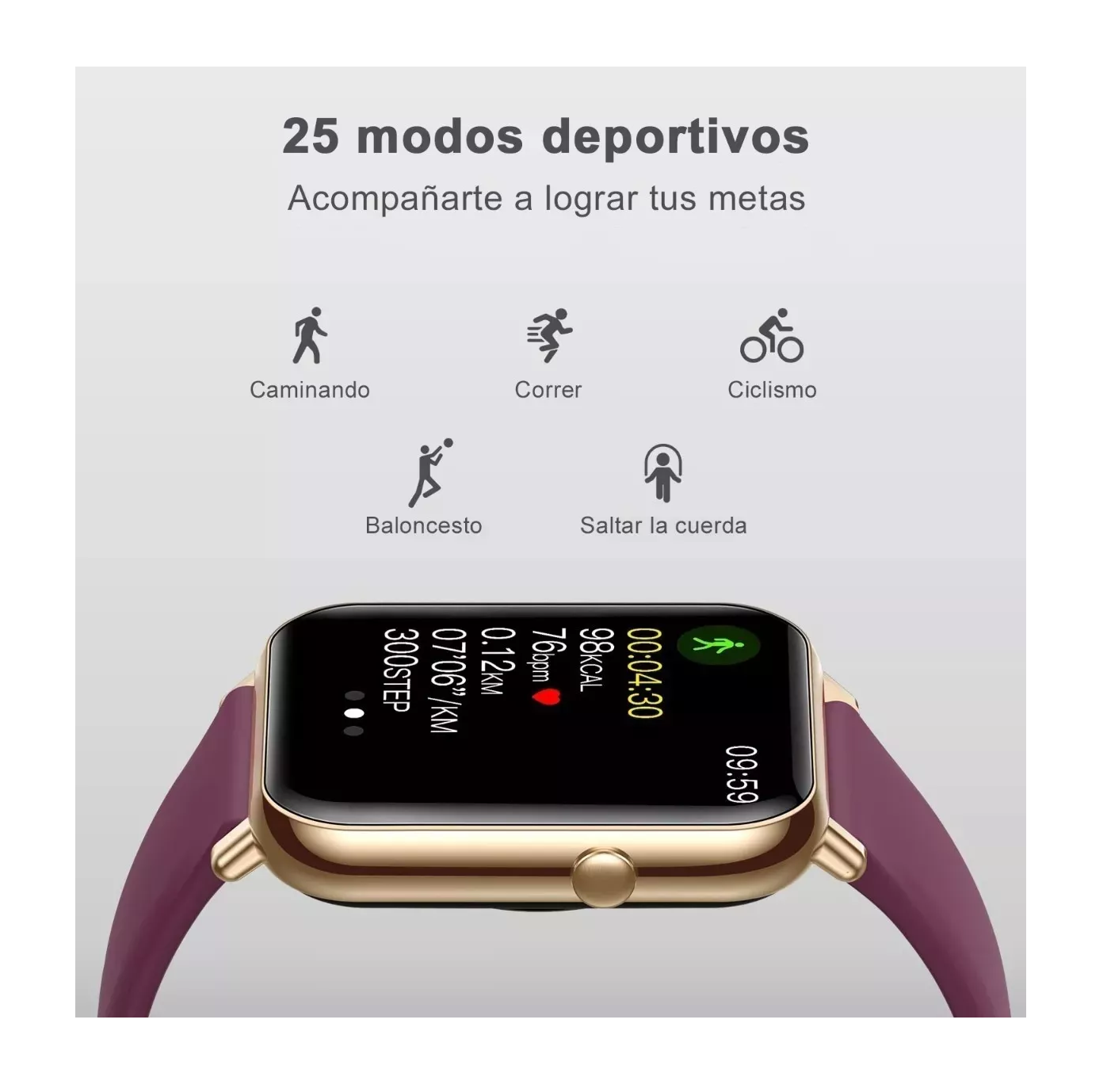 Foto 4 pulgar | Smartwatch Impermeable Belug Púrpura para Mujer