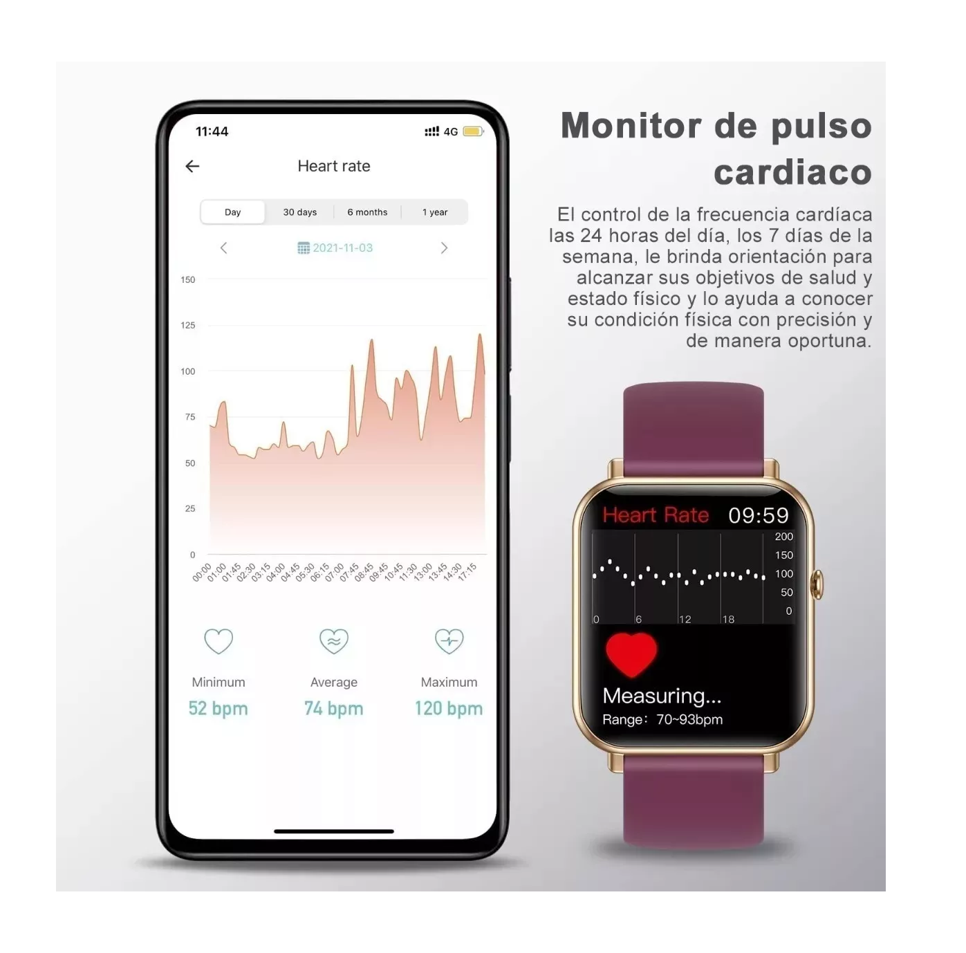 Foto 6 pulgar | Smartwatch Impermeable Belug Púrpura para Mujer