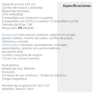 Foto 5 | Reloj Smartwatch Vak 115 Piel Bluetooth Calorias Musica