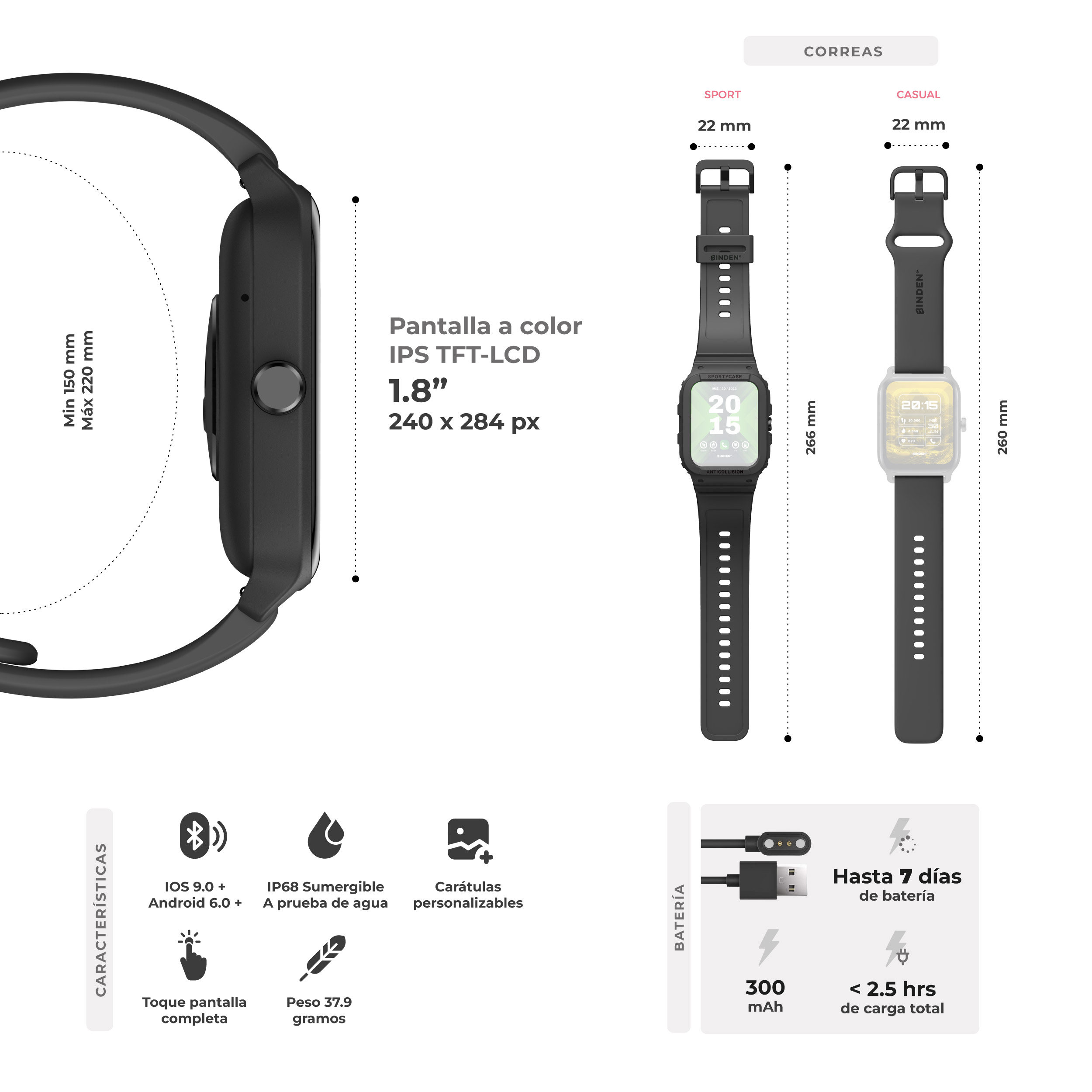 Foto 3 | Smartwatch Binden Era Xtream X1 Negro