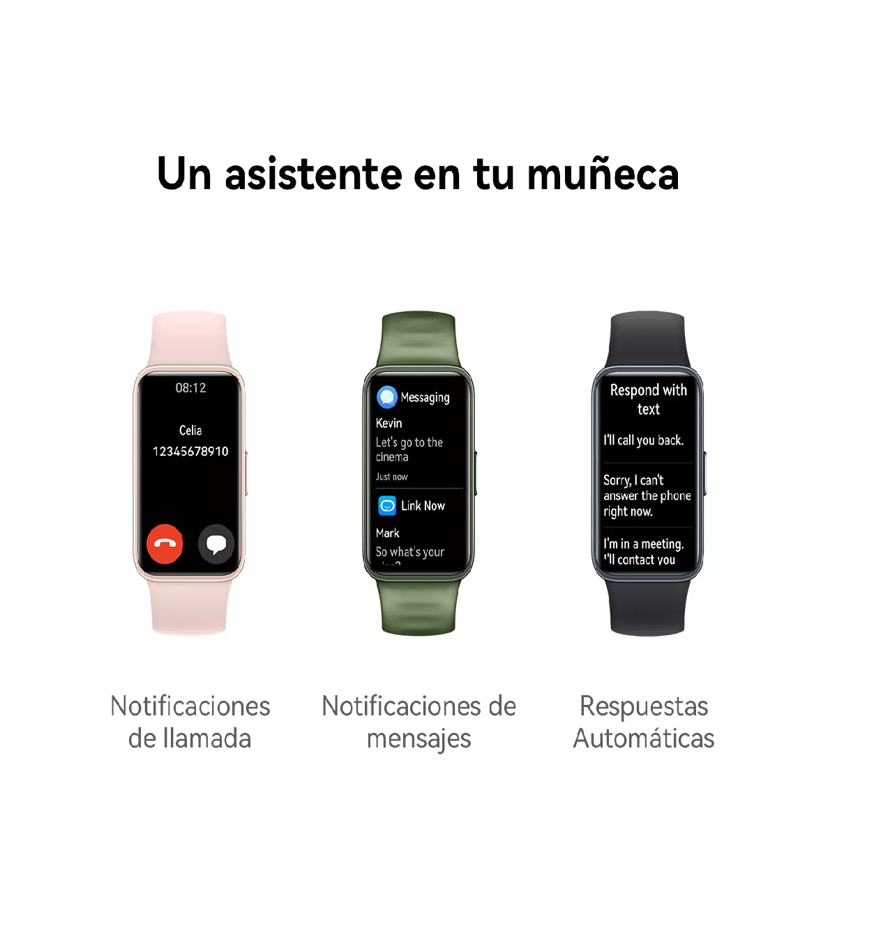 Foto 3 pulgar | Smartwatch Huawei Correa Silicon color Negro