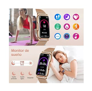Foto 4 | Reloj Inteligente Bluetooth Smartwatch color Dorado para Mujer