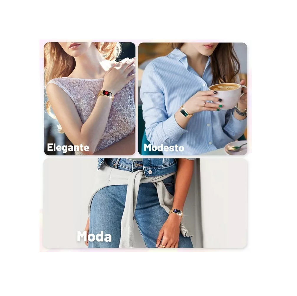 Foto 2 | Reloj Inteligente Bluetooth Smartwatch color Dorado para Mujer