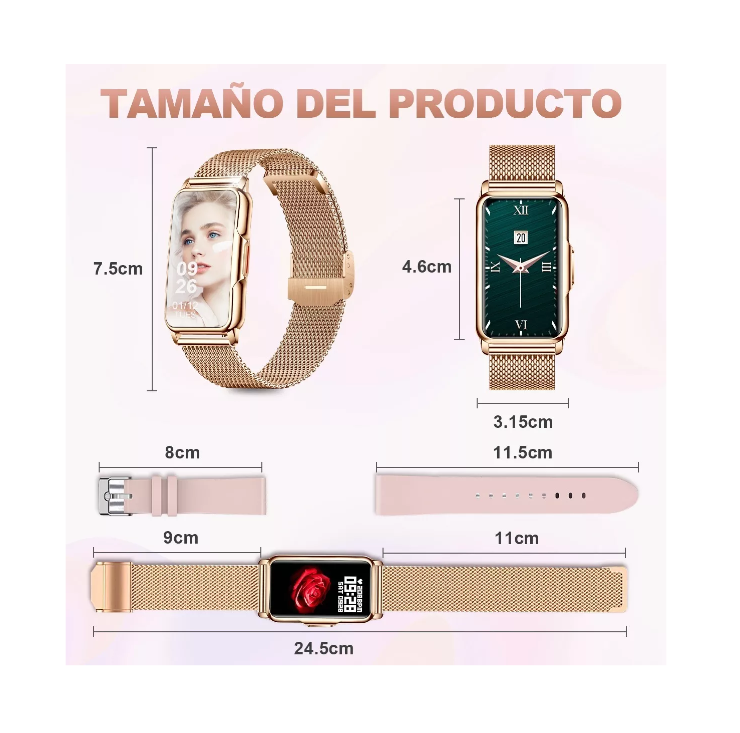 Foto 7 pulgar | Reloj Inteligente Bluetooth Smartwatch color Dorado para Mujer