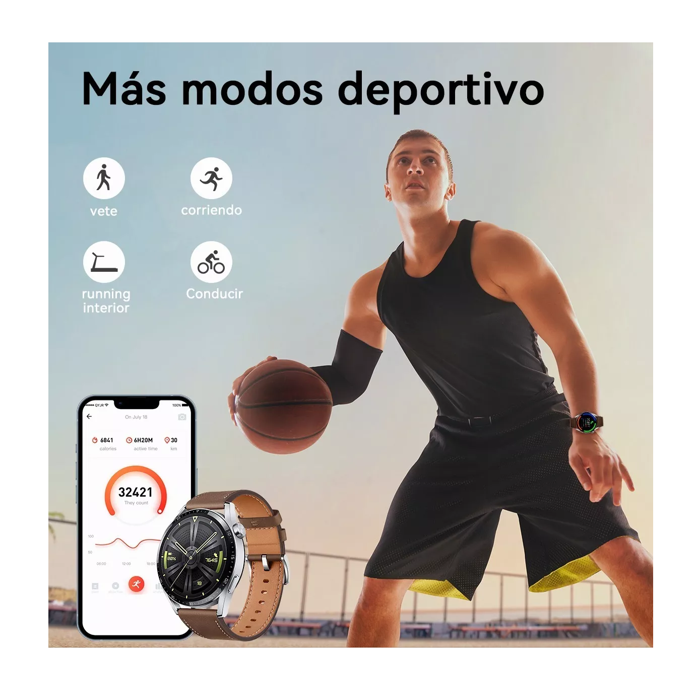 Foto 3 pulgar | Smartwatch Lab.G Marrón con Bluetooth para Hombre