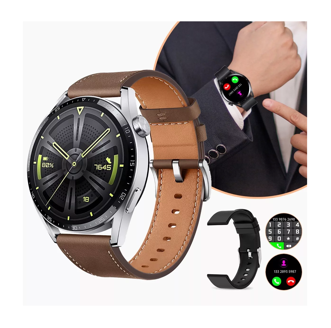 Foto 6 pulgar | Smartwatch Lab.G Marrón con Bluetooth para Hombre