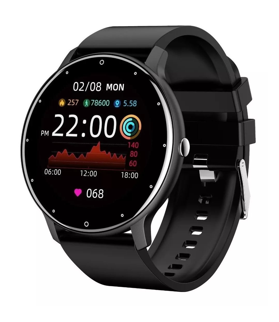 Reloj Smartwatch Caja Negra Malla de Silicona $909