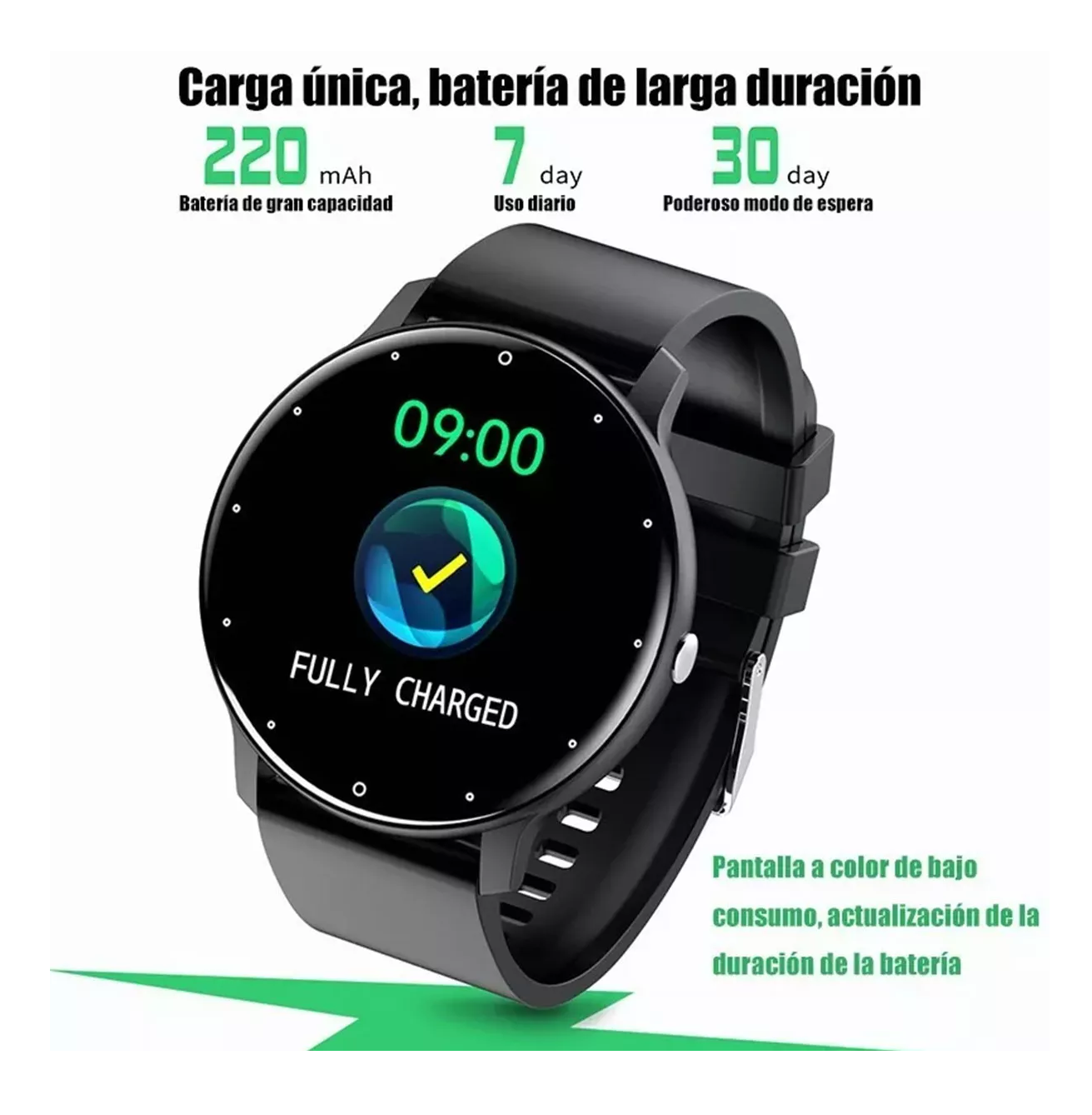 Foto 4 pulgar | Reloj Smartwatch Caja Negra Malla de Silicona