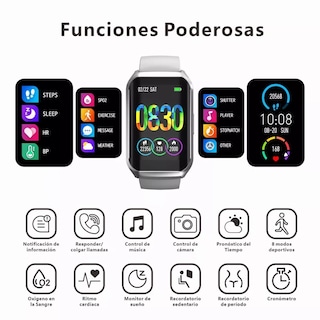 Foto 2 | Reloj Inteligente Deportivo Smartwatch Bluetooth Eo Safe Imports Esi-10027 Plateado