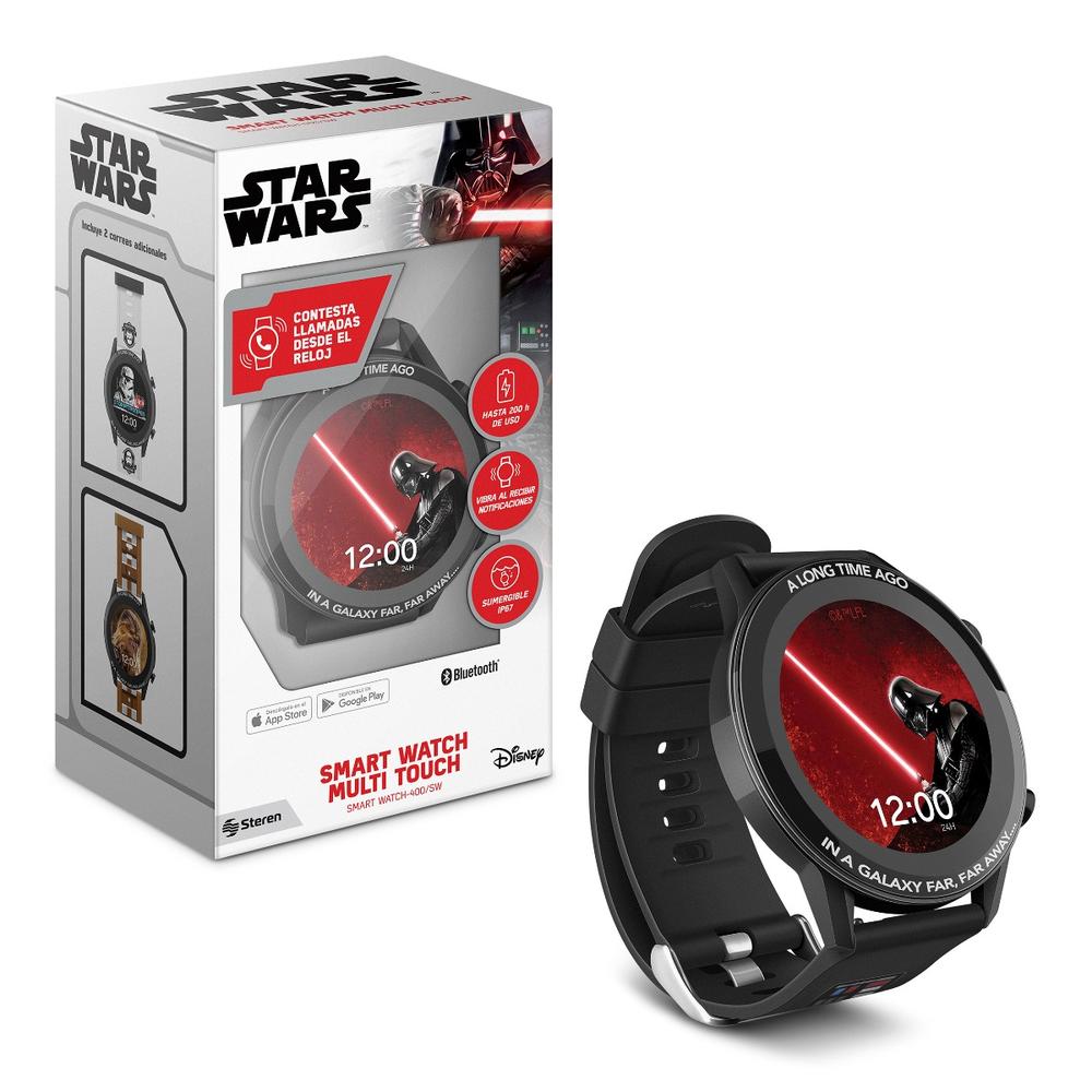 Foto 2 pulgar | Smartwatch Steren x Star Wars Negro Bluetooth Multitouch con Altavoz y Micrófono