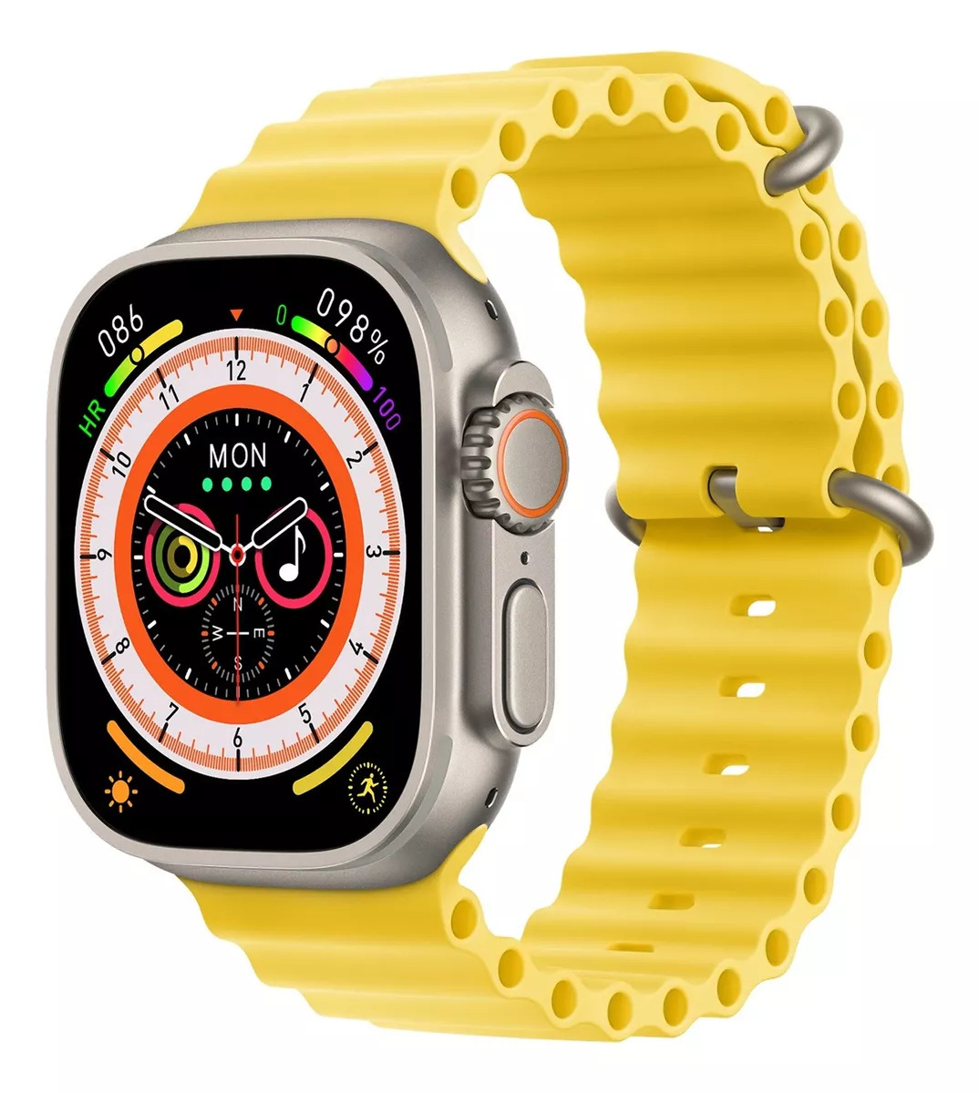 Smartwatch Hk9 Ultra Fralugio Brújula Nfc Amarillo