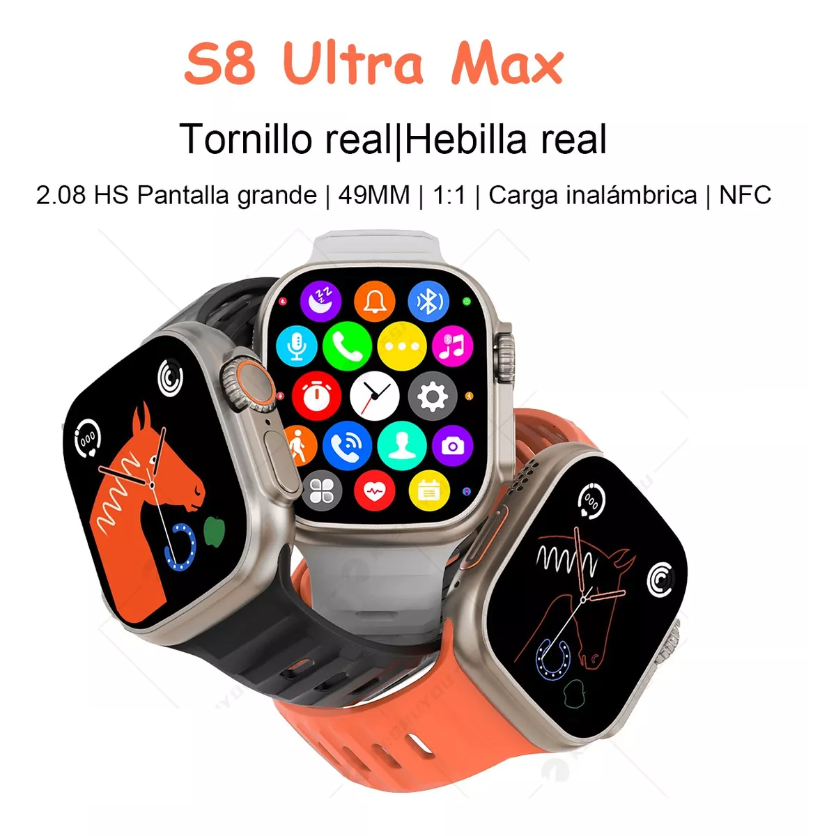 Foto 3 pulgar | Smartwatch S8 Ultra Max Nfc Serie 8 de 49 mm Eo Safe Imports Esi-10687 Naranja