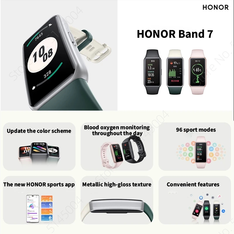 Foto 4 pulgar | Venta Internacional-Reloj Smartwatch Honor Band 7 Amoled Rosa con Bluetooth