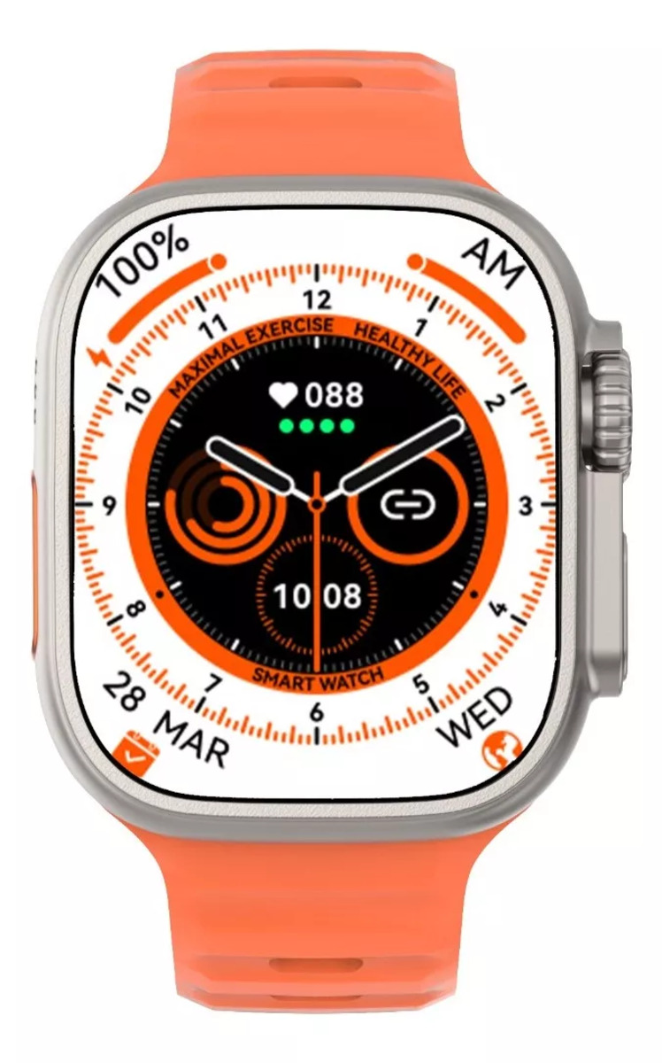 Foto 4 pulgar | Reloj Smartwatch Fralugio Dt8 Ultra Naranja