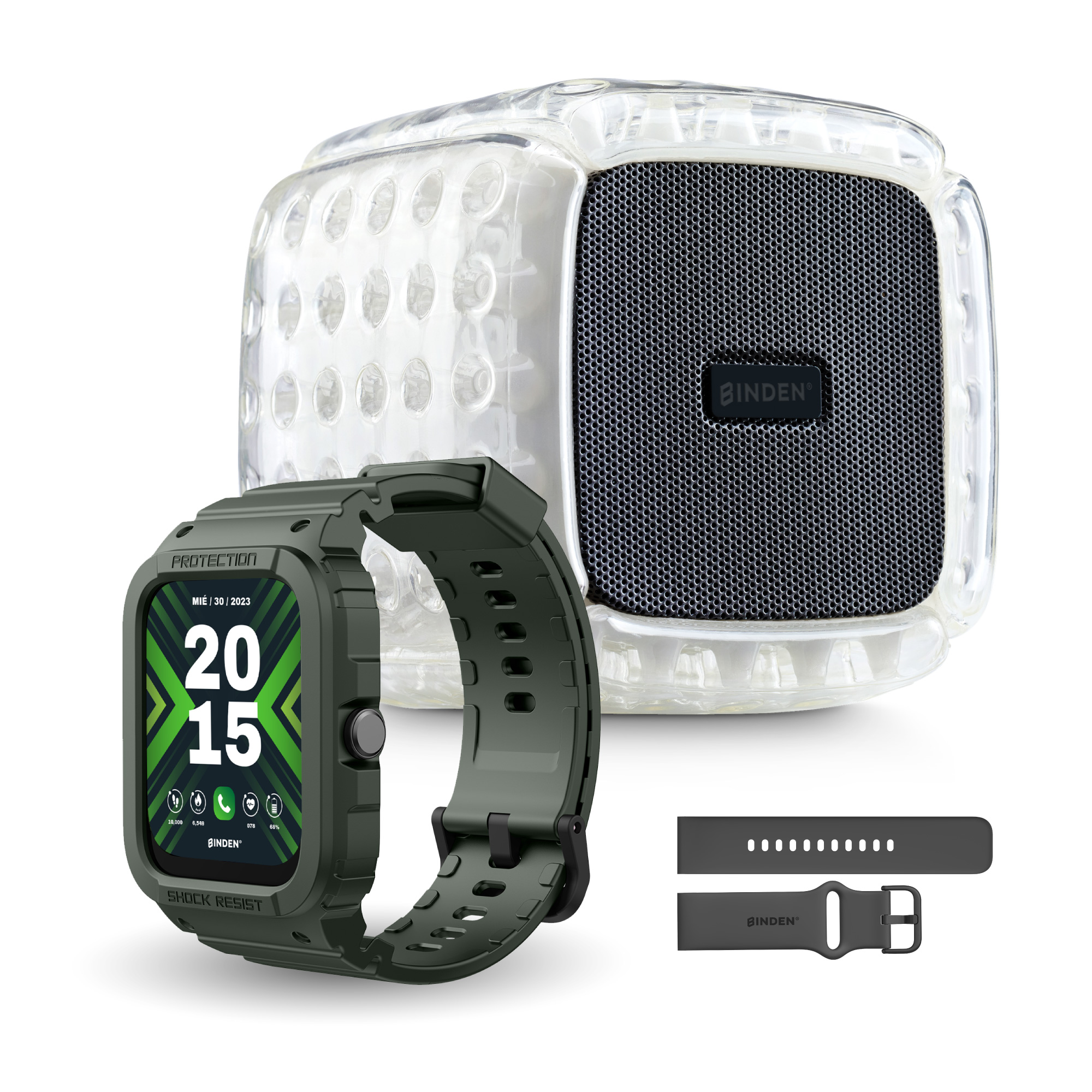 Foto 2 pulgar | Kit Smartwatch Binden Era Xtream Verde Contra Agua y Bocina Bluetooth