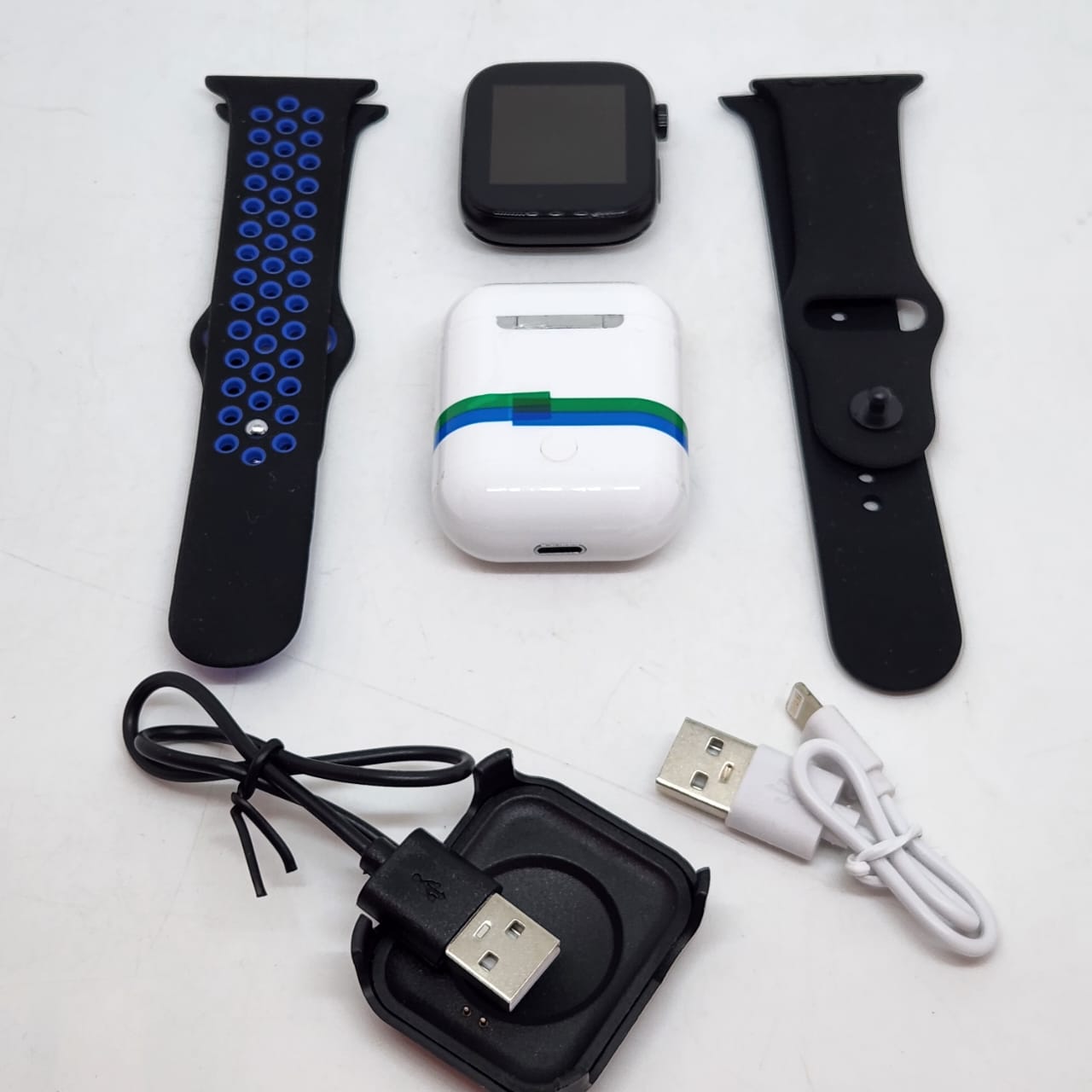 Foto 4 pulgar | Combo Smartwatch Azul con Audífonos