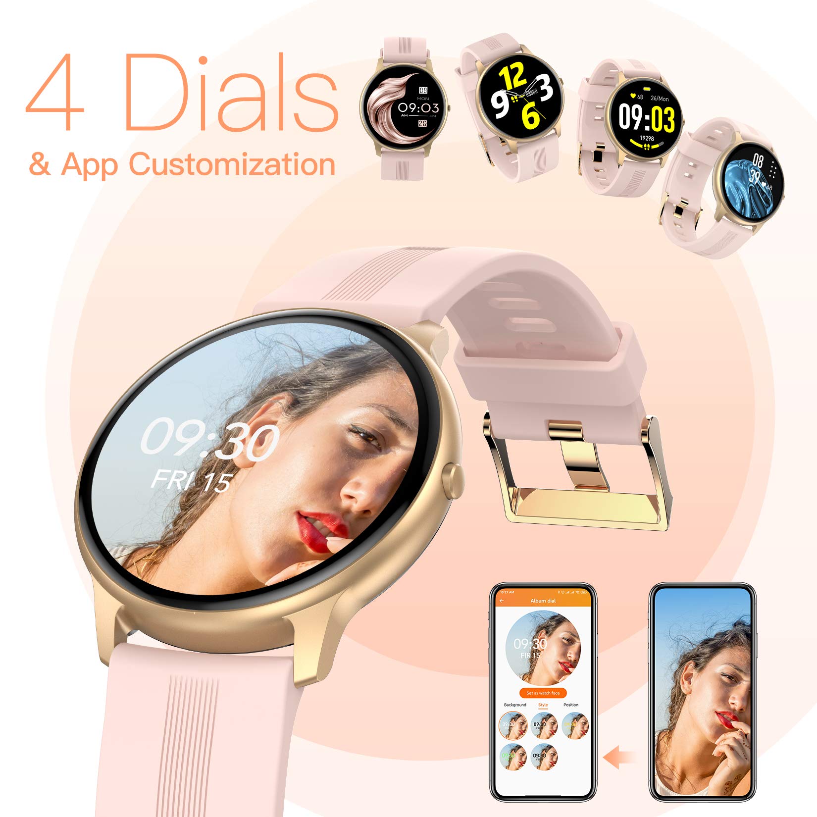 Foto 3 pulgar | Venta Internacional - Reloj Inteligente Agptek para Mujer Ip68 a Prueba de Agua con Pin Android y iOs