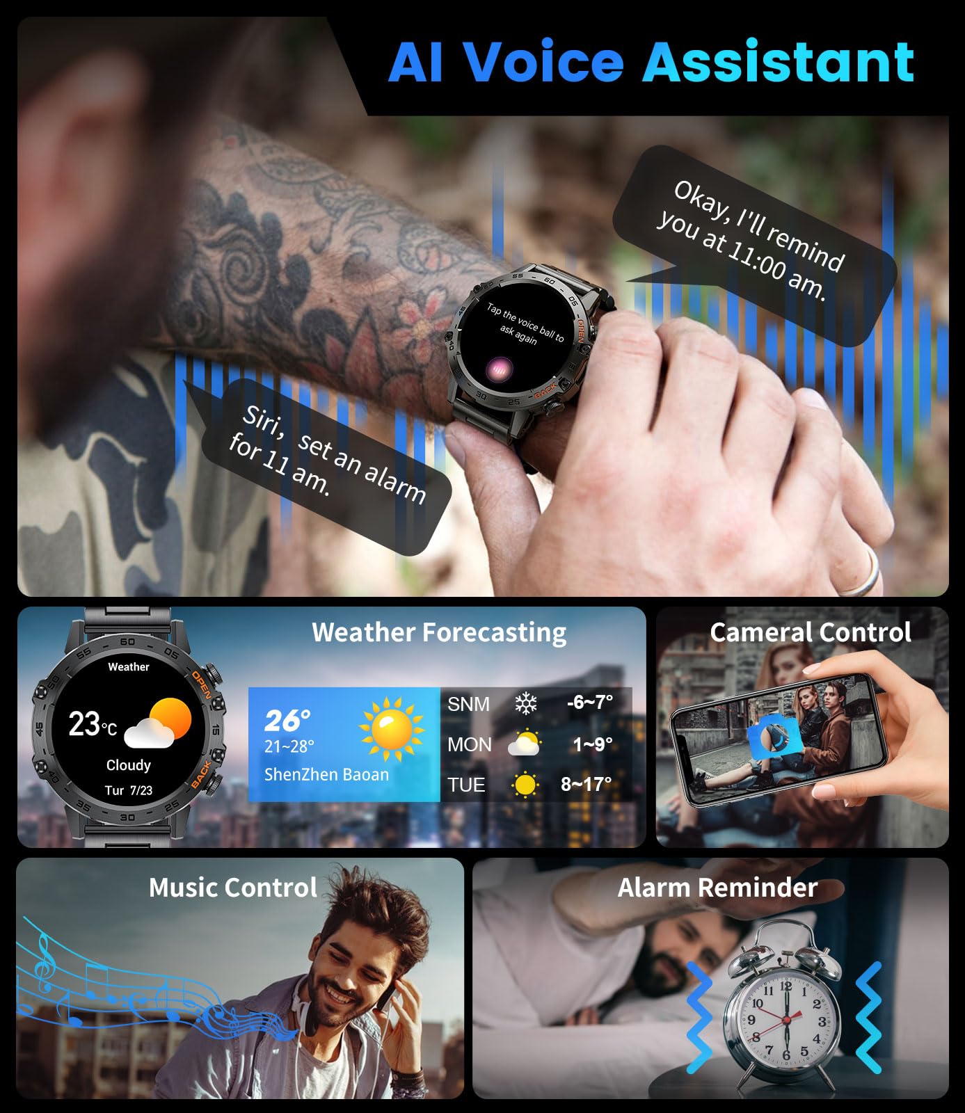 Foto 5 pulgar | Venta Internacional - Reloj Inteligente Foxbox Para Responder/hacer Llamadas Android Ios Para Hombre, Negro