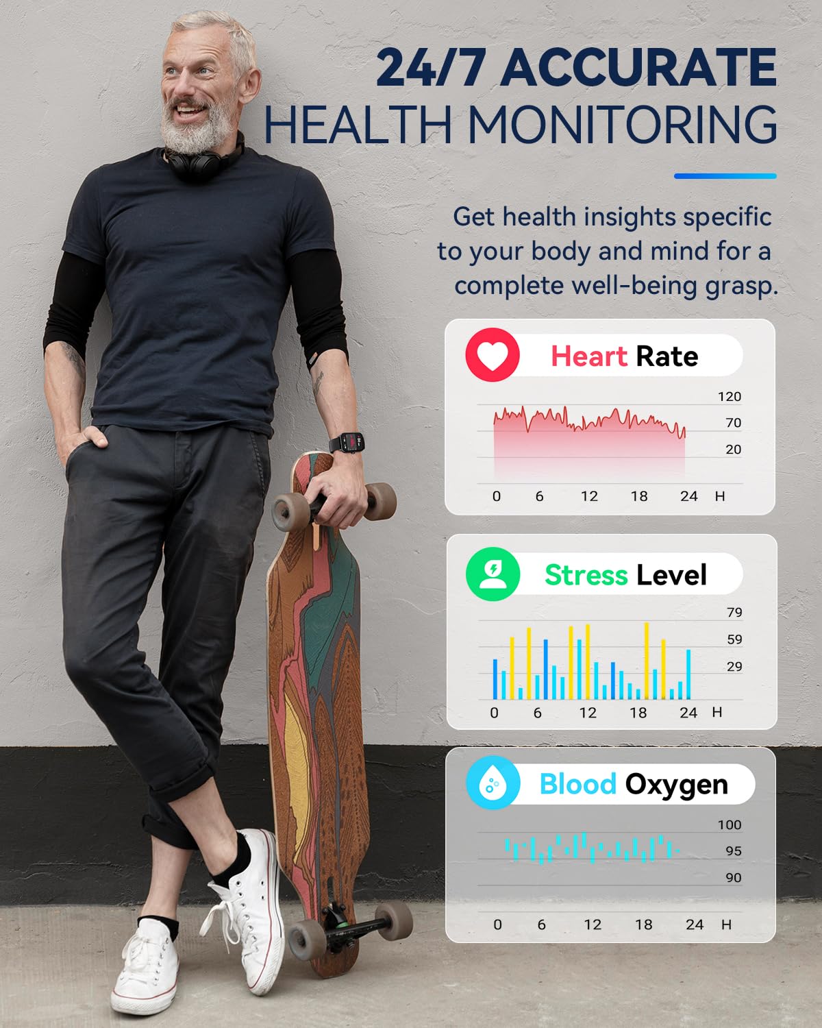 Foto 4 pulgar | Reloj Inteligente Aeac 2024 Fitness con Alexa y Monitor de Frecuencia Cardíaca