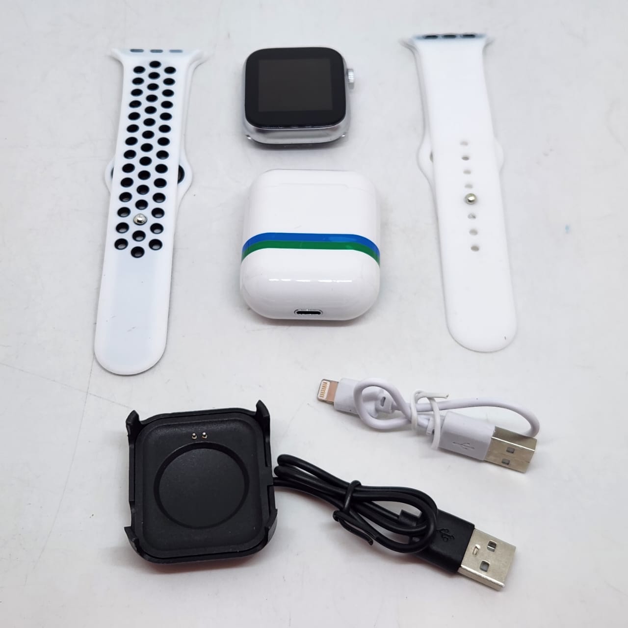 Foto 2 | Combo Smartwatch con Audífonos Genérico Blancos