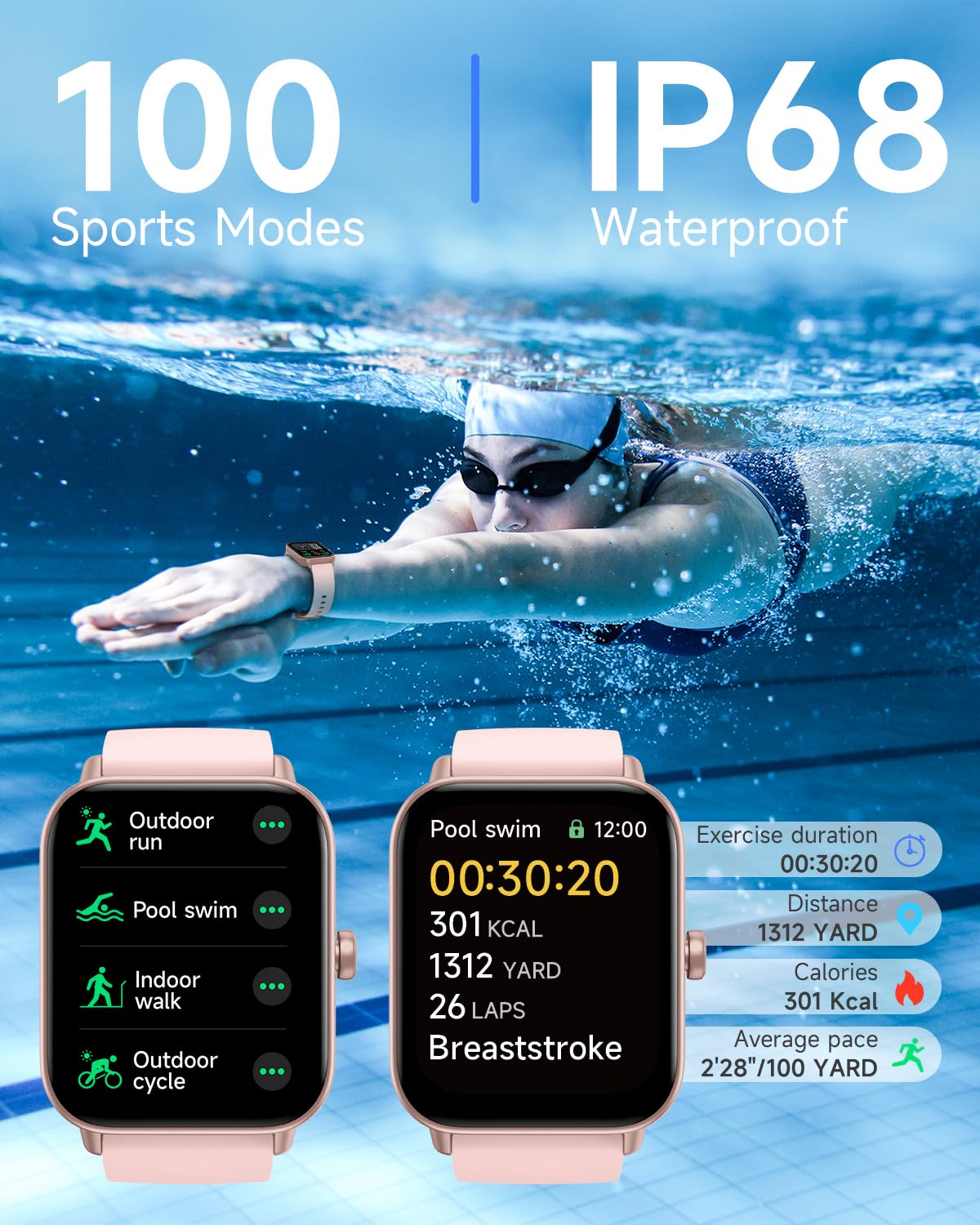 Foto 6 pulgar | Reloj Inteligente Toobur Rosa con Alexa Integrada para Mujer - Venta Internacional