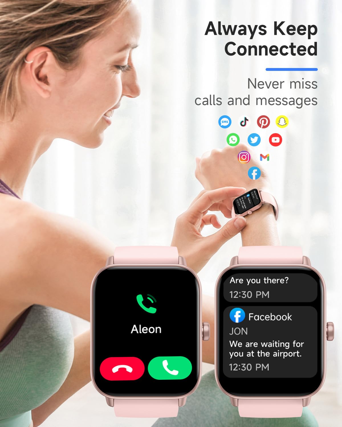 Foto 7 pulgar | Reloj Inteligente Toobur Rosa con Alexa Integrada para Mujer - Venta Internacional