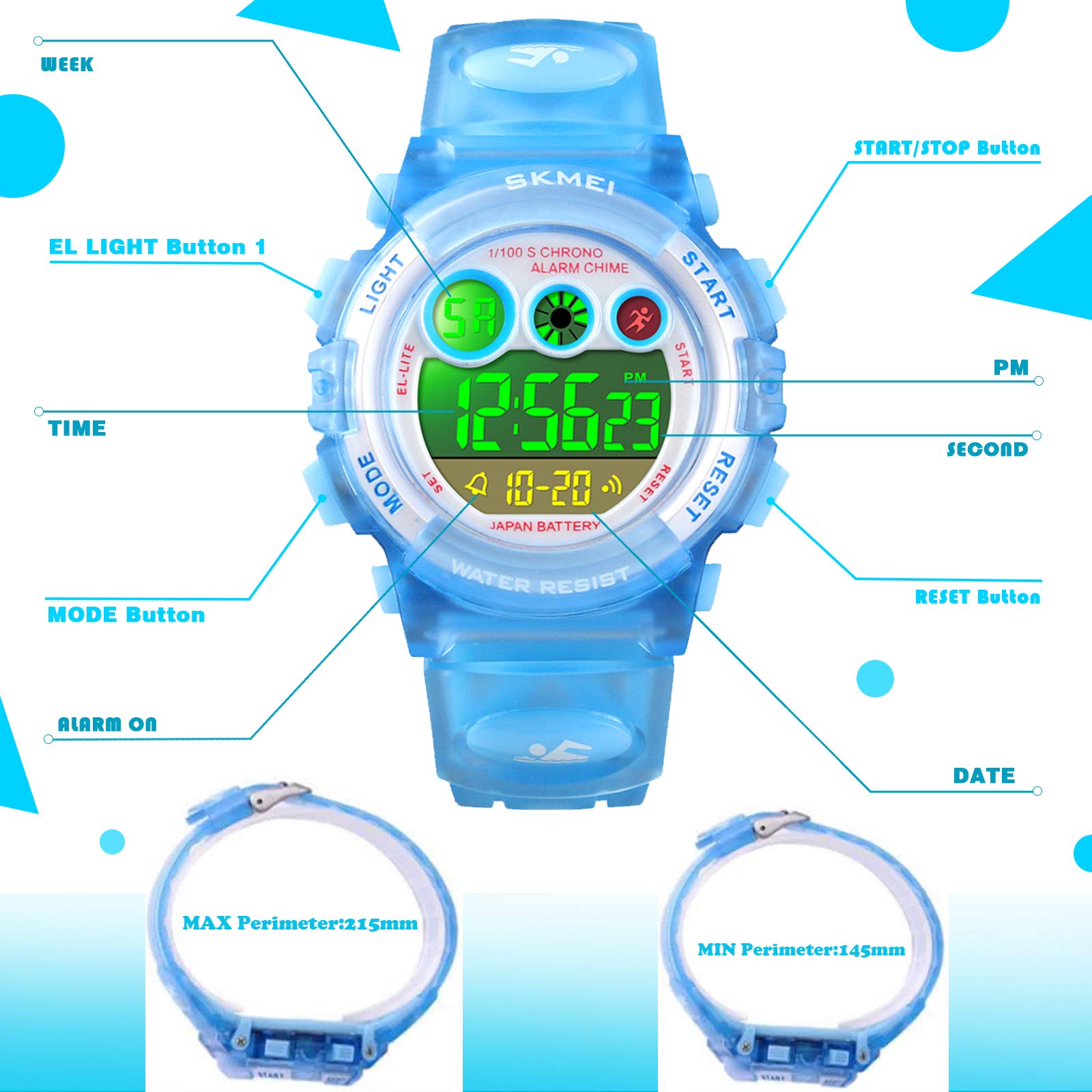 Foto 6 pulgar | Venta Internacional - Reloj Deportivo Digital Meimesu Impermeable Para Niños, Led De 7 Colores