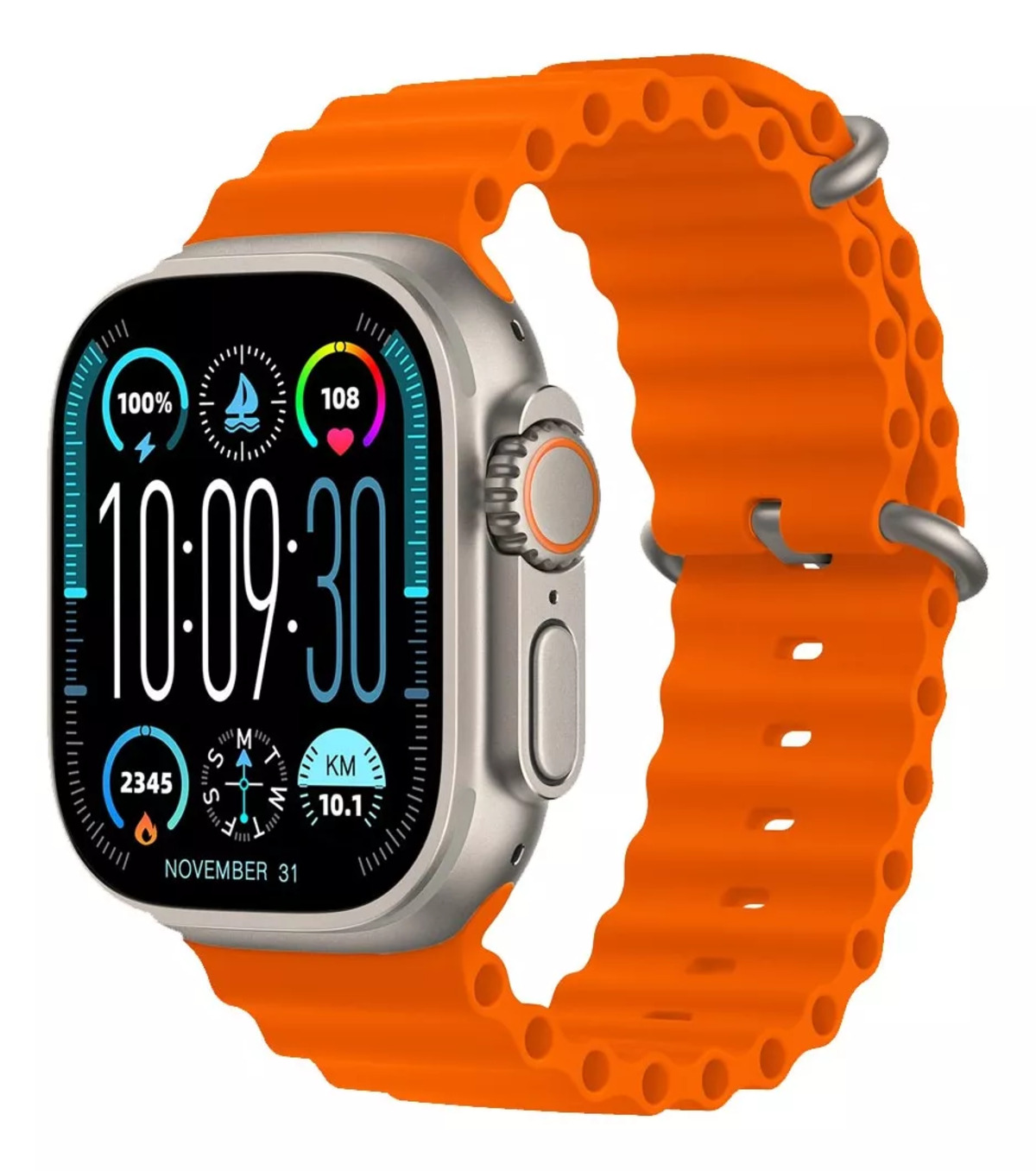 Foto 4 pulgar | Reloj Smartwatch Fralugio Hk9 Naranja con Bluetooth