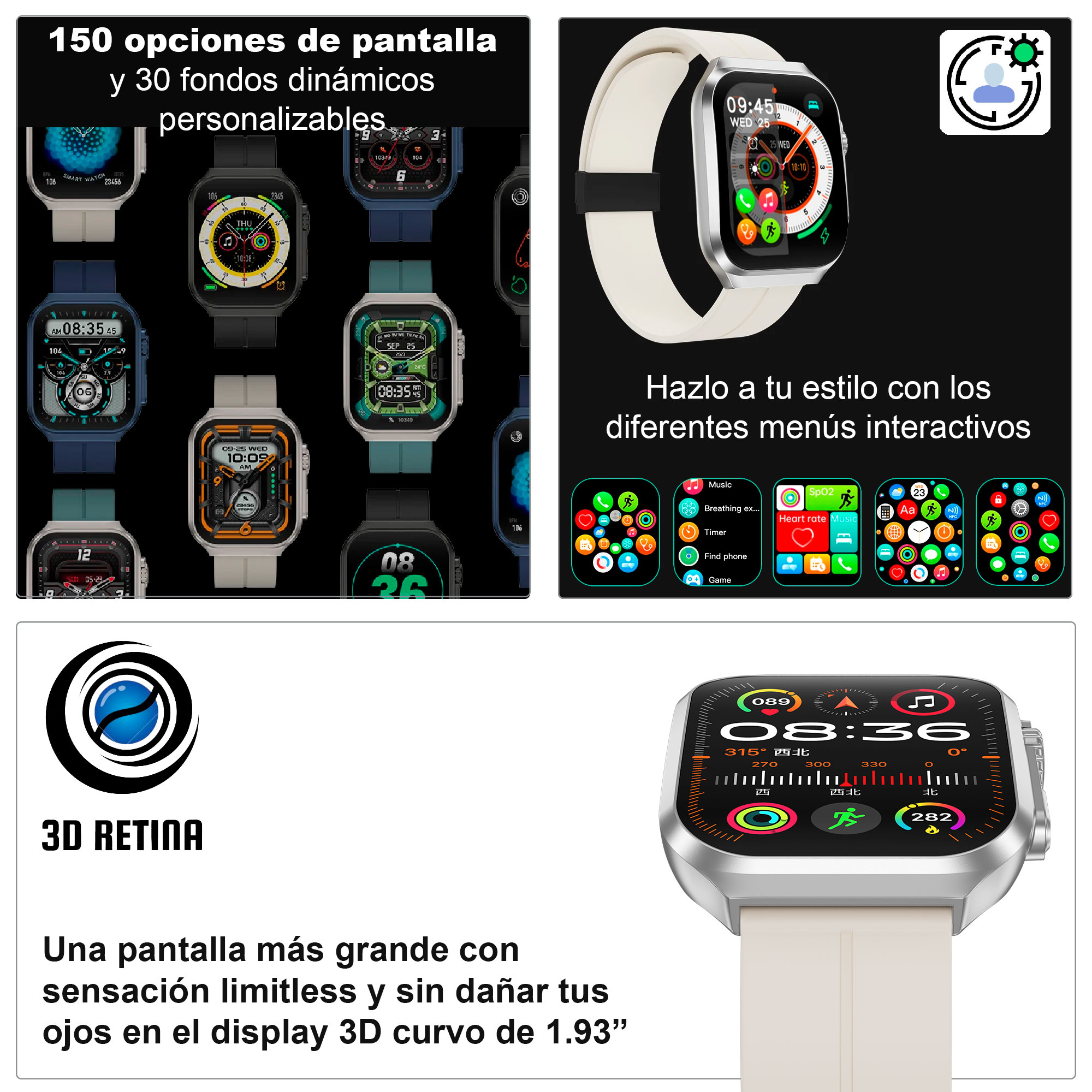 Foto 4 pulgar | Smartwatch Vak F21 Pantalla Curva Infinite 3D Negro