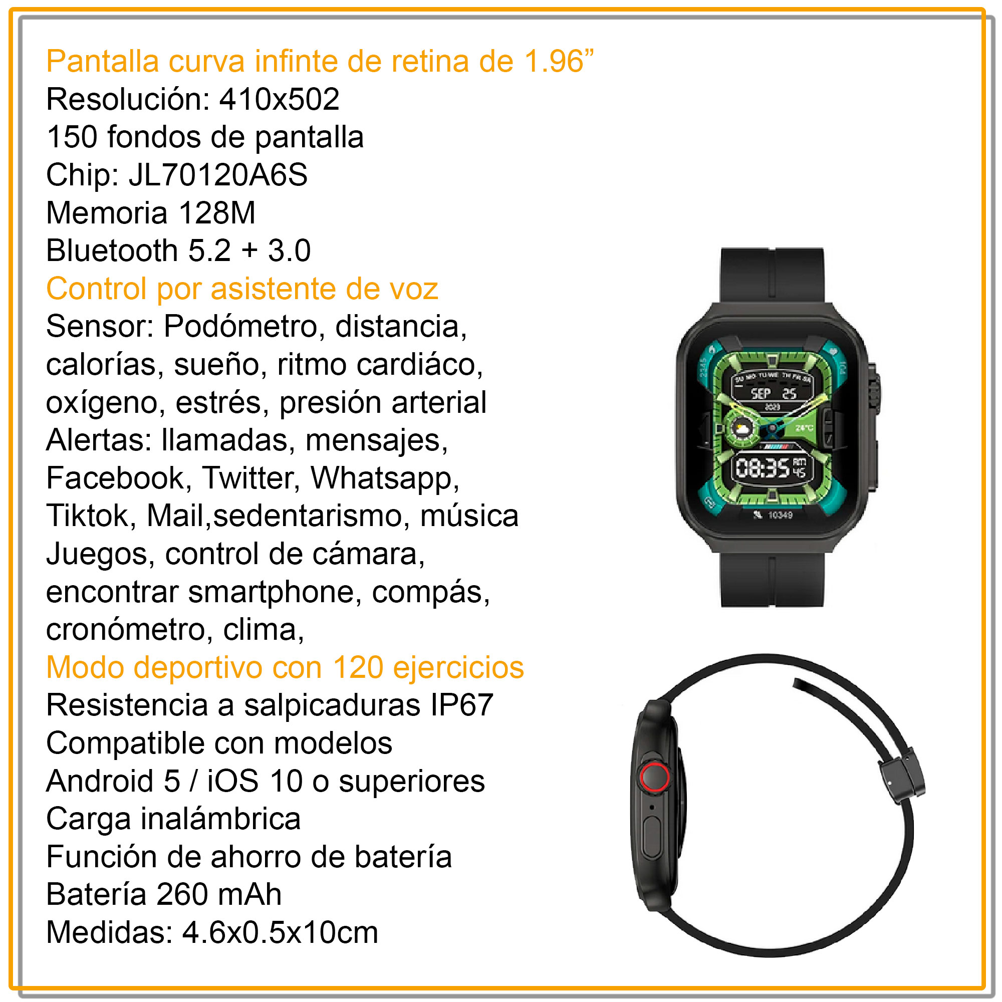 Foto 7 pulgar | Smartwatch Vak F21 Pantalla Curva Infinite 3D Negro