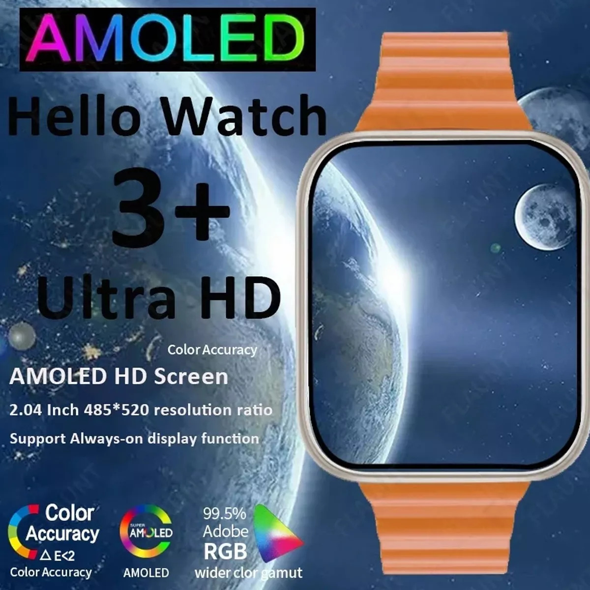 Foto 3 pulgar | Smartwatch Hello Watch 3 Plus Fralugio 4gb Rom Mp3 Nfc Anaranjado