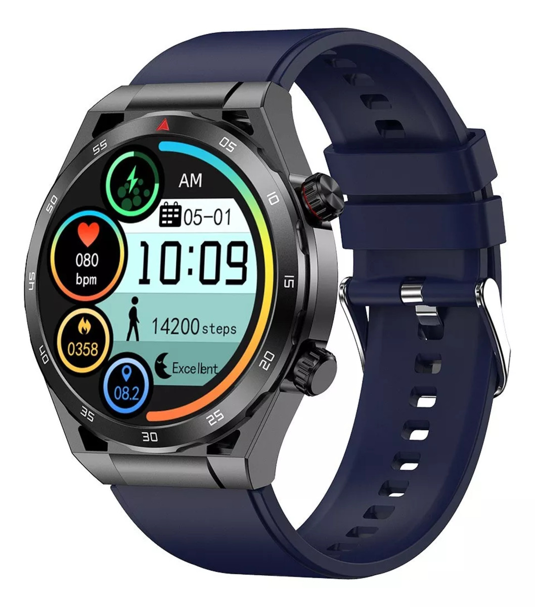 Smart Watch Reloj Inteligente T80 Silicon Fralugio Mide Glucosa Spo2 Azul