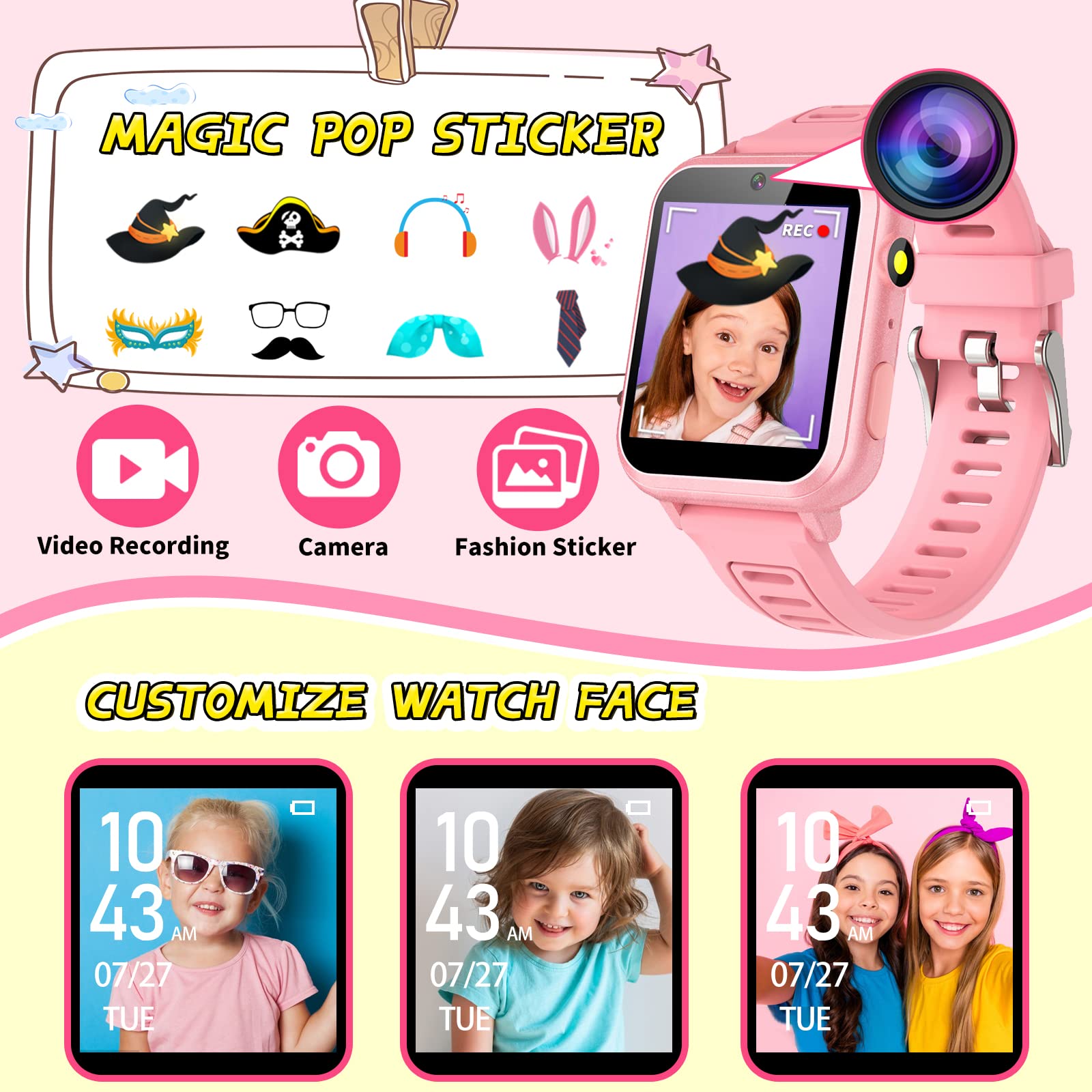 Foto 5 pulgar | Reloj Inteligente Vakzovy Para Niños De 4 A 12 Años, 24 Juegos, Cámara Hd, Música - Venta Internacional.