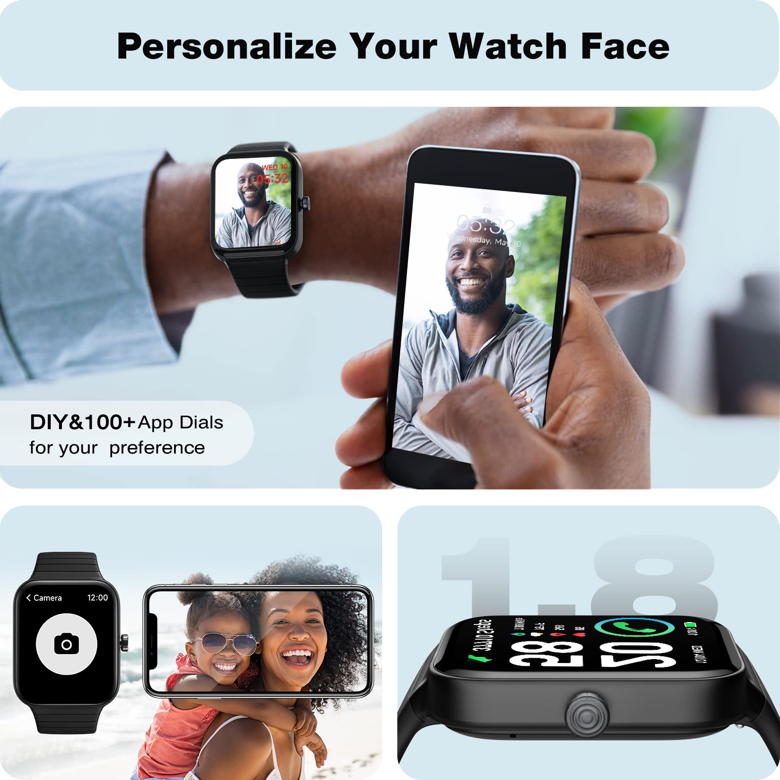 Foto 7 pulgar | Reloj Inteligente Fitpolo con Pantalla Táctil Bluetooth Alexa IP68 de 1,8 Pulgadas - Venta Internacional