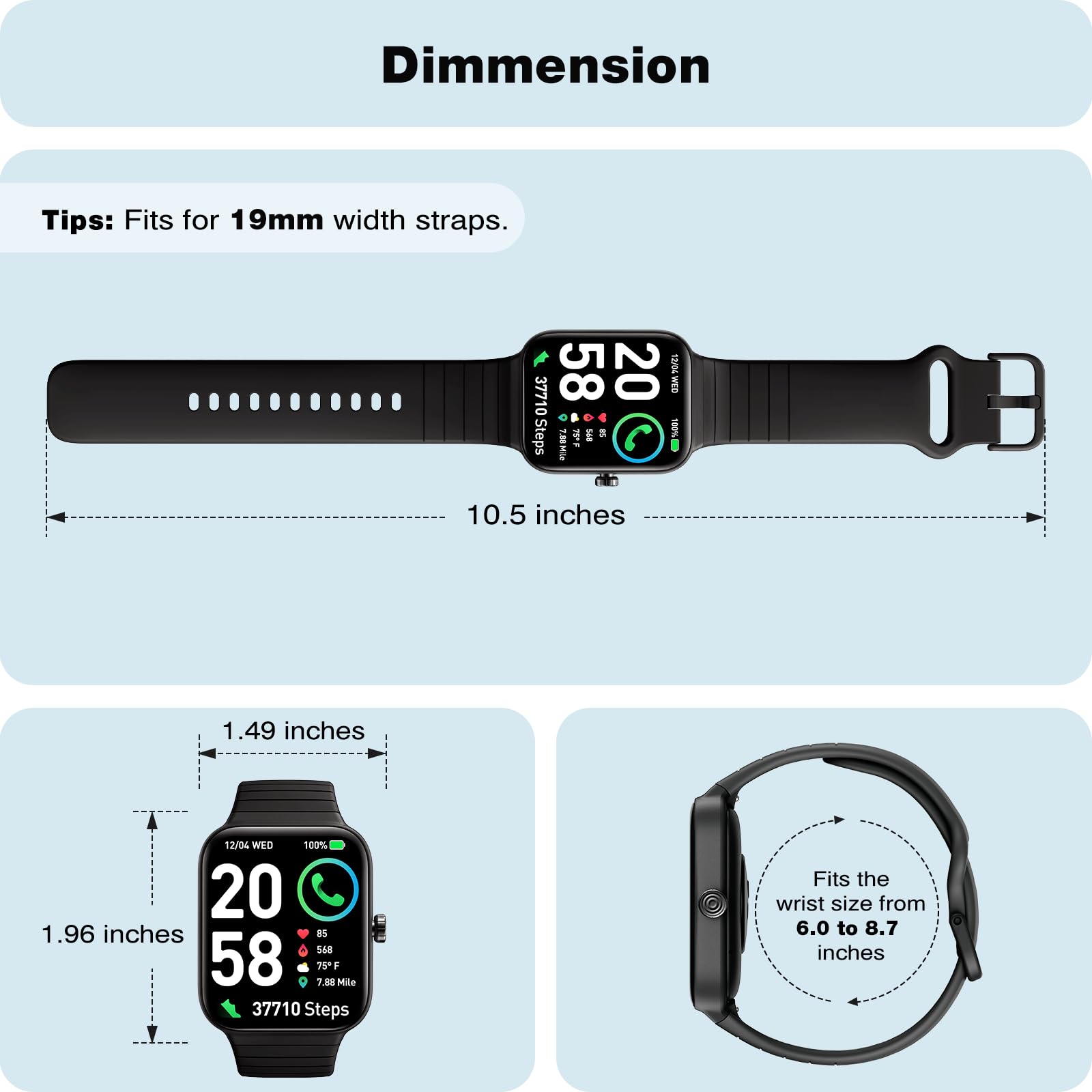 Foto 8 pulgar | Reloj Inteligente Fitpolo con Pantalla Táctil Bluetooth Alexa IP68 de 1,8 Pulgadas - Venta Internacional