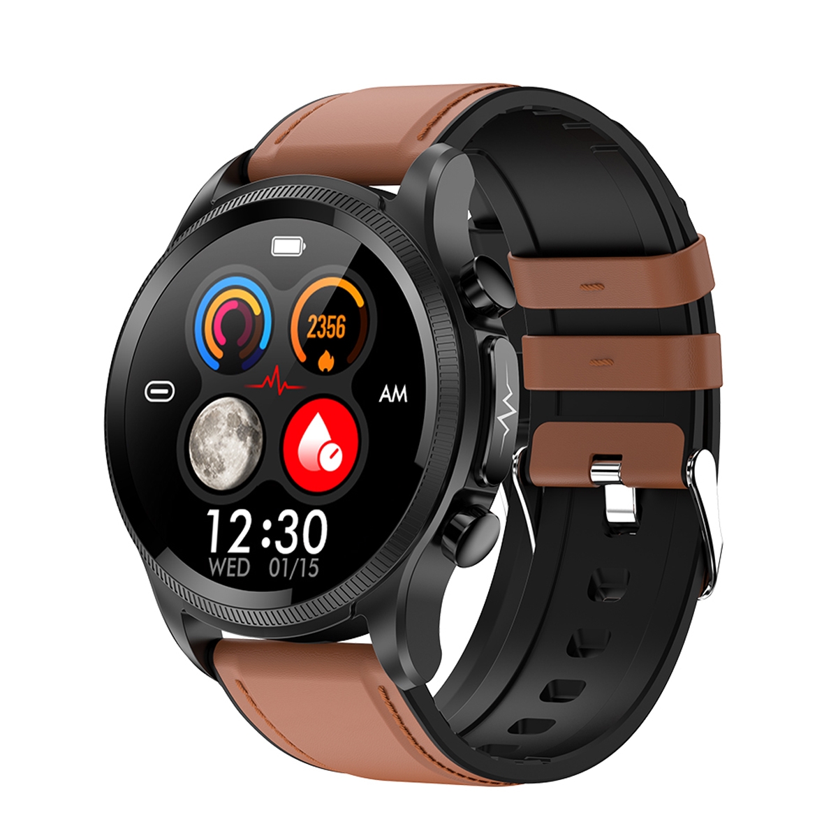 Foto 1 | Smart Watch Hd E 400 Correa De Piel De 1,39 Pulgadas Con Ecg Marrón - Venta Internacional.