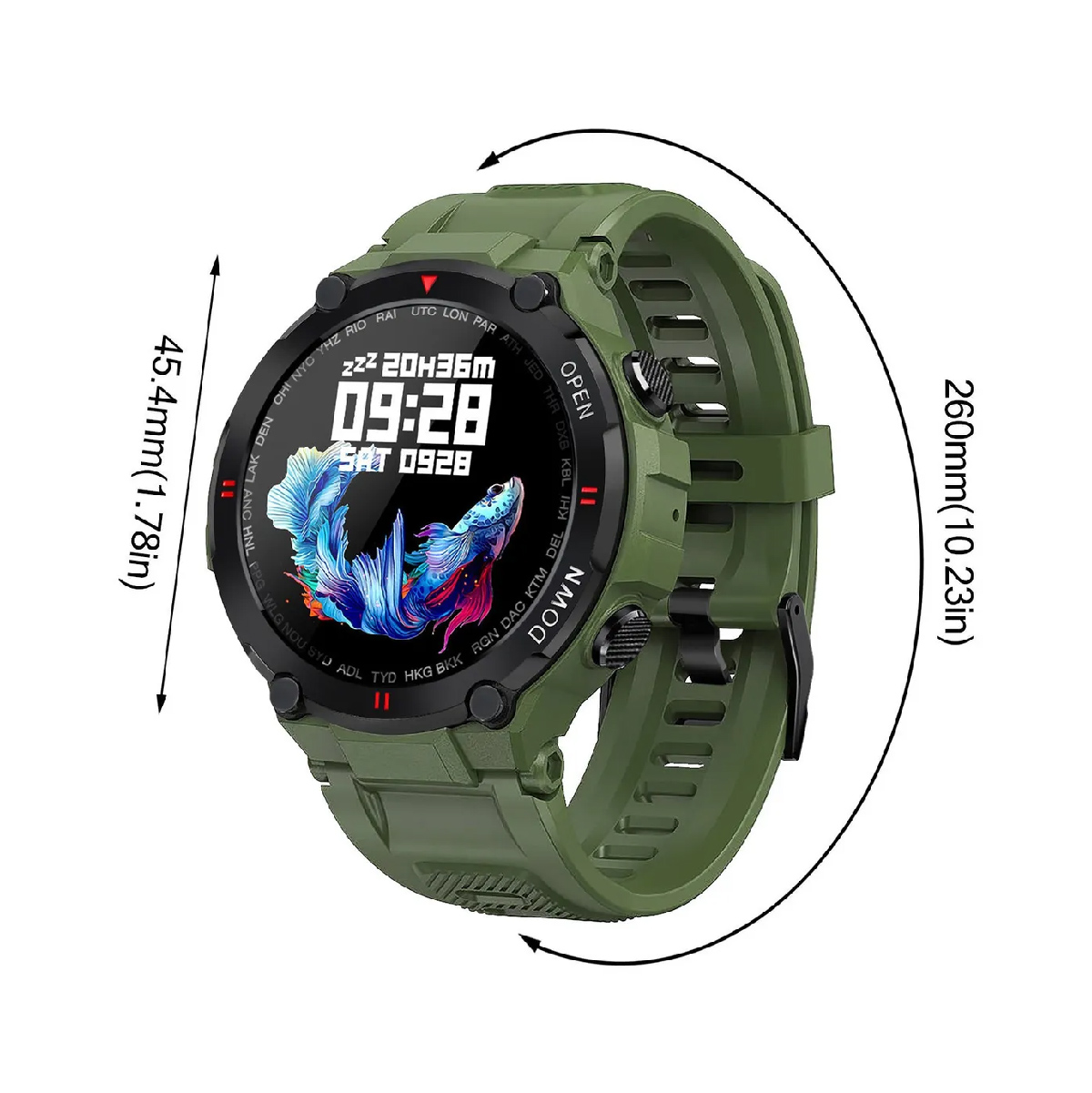 Foto 3 | Smartwatch K22 Army Green Con Pantalla Ips De 1,28 Pulgadas Y 400 Mah - Venta Internacional.