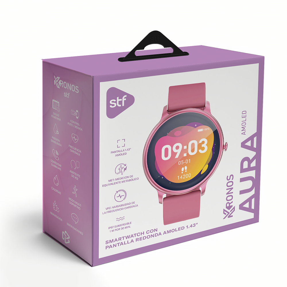 Foto 9 pulgar | Smartwatch STF Kronos Aura con Pantalla Amoled 1.43''