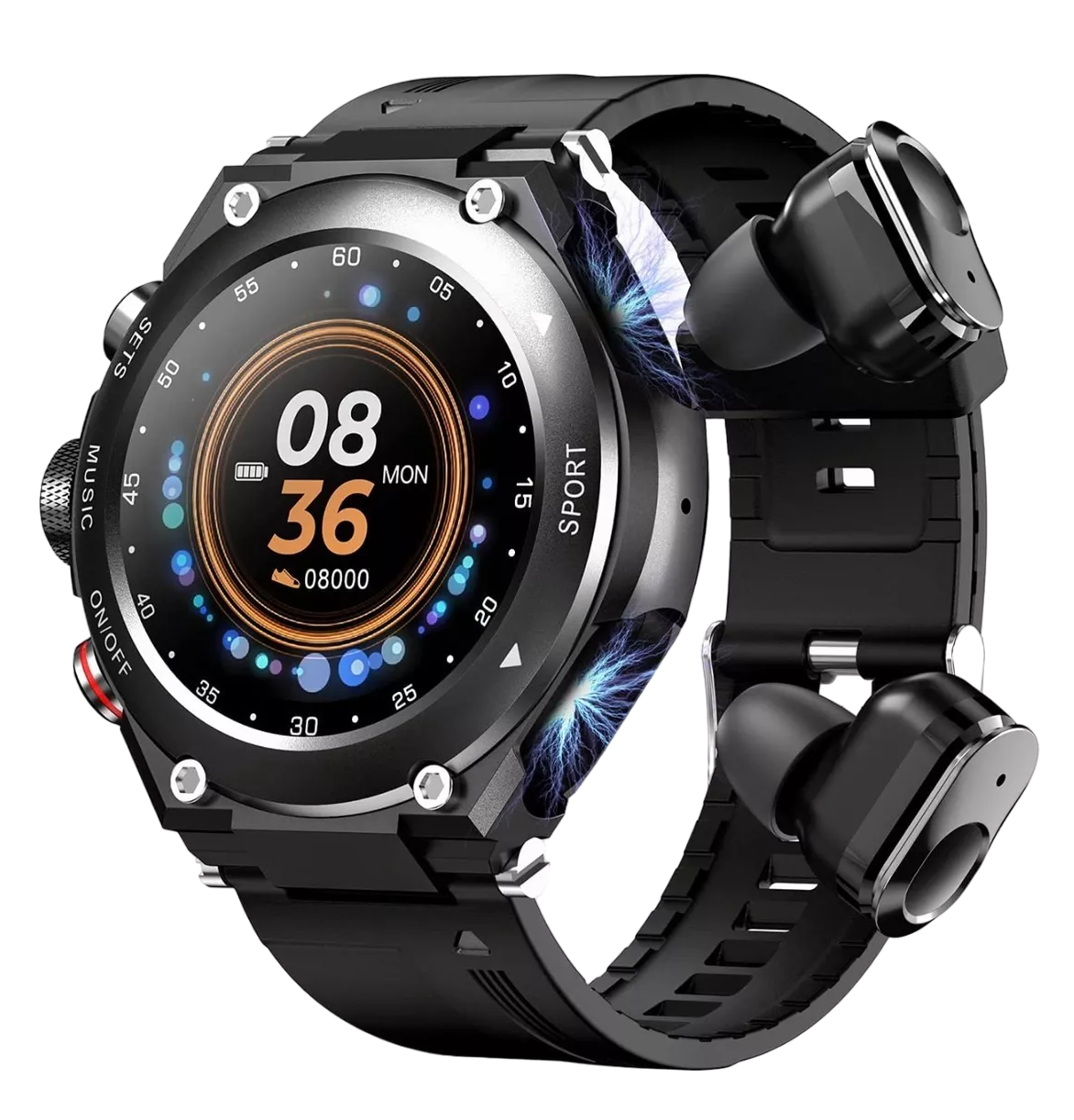 Reloj Inteligente con Audífonos Bluetooth Rastreador Fitness