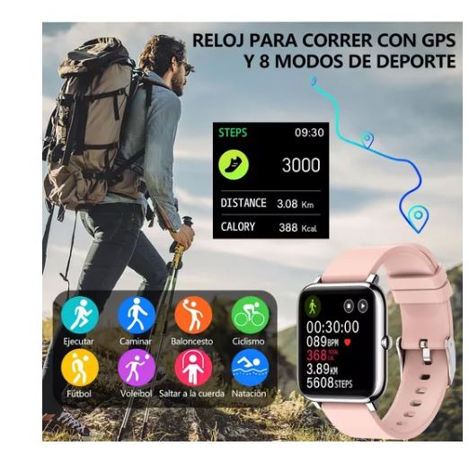 Foto 3 pulgar | Reloj Inteligente Deportivo Wünd Rosa con Monitor Cardiaco para Mujer