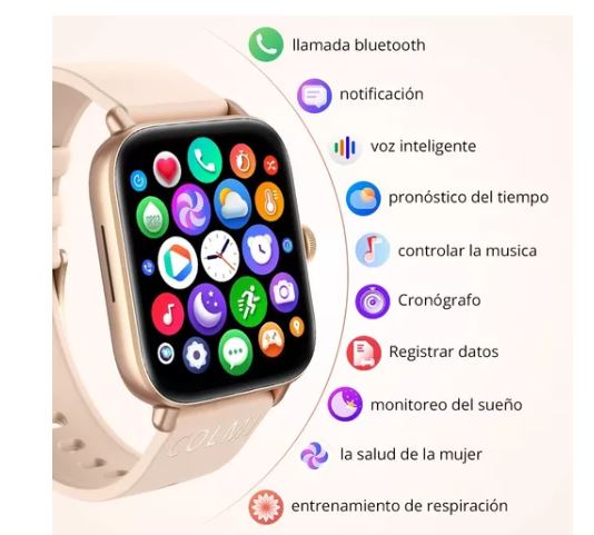 Foto 5 pulgar | Reloj Inteligente Wünd Dorado con Alerta de Notificaciones