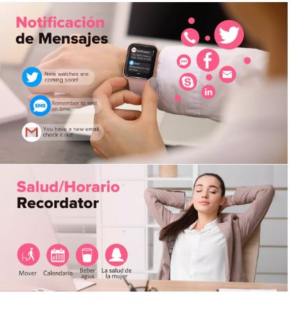 Foto 3 | Reloj Inteligente Wünd Rosa Pantalla de 1.7''