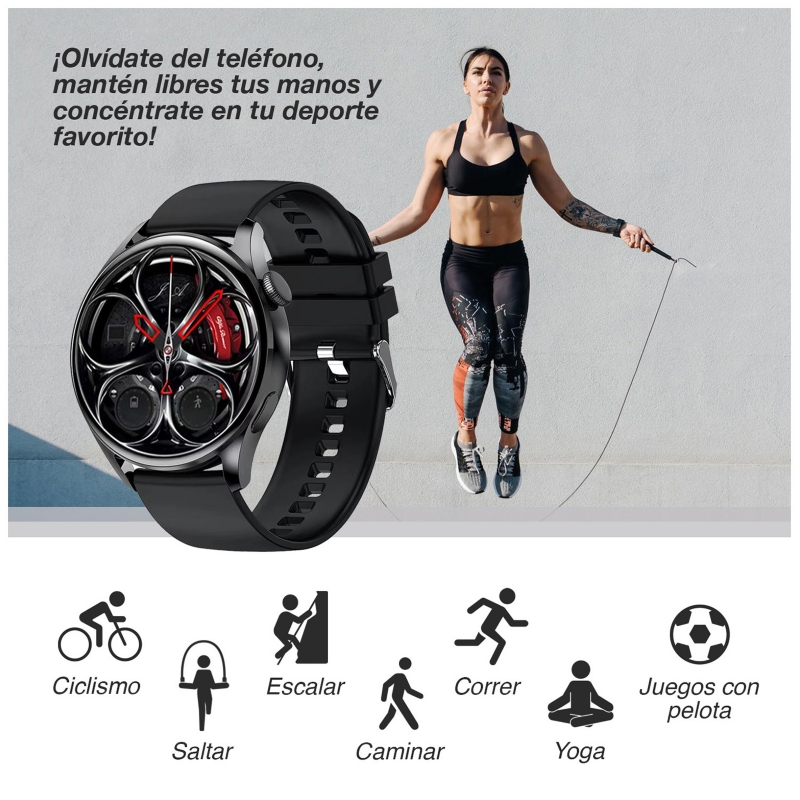 Foto 6 pulgar | Reloj Inteligente Smartwatch Qs9 Redondo Negro - Venta Internacional.