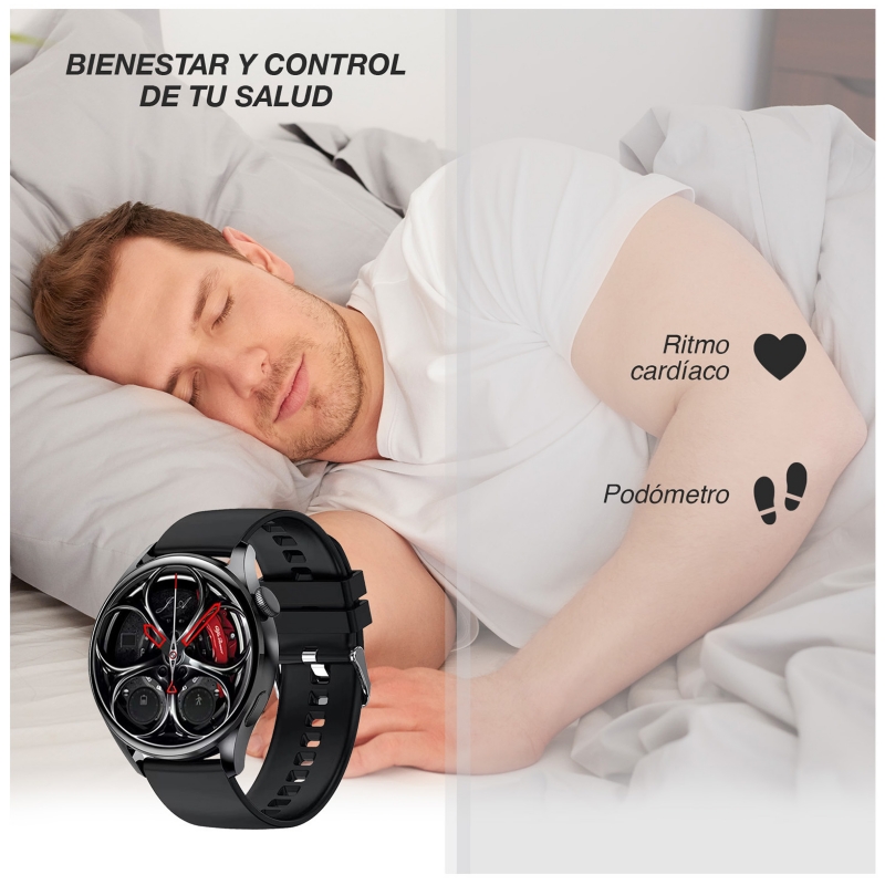 Foto 7 pulgar | Reloj Inteligente Smartwatch Qs9 Redondo Negro - Venta Internacional.