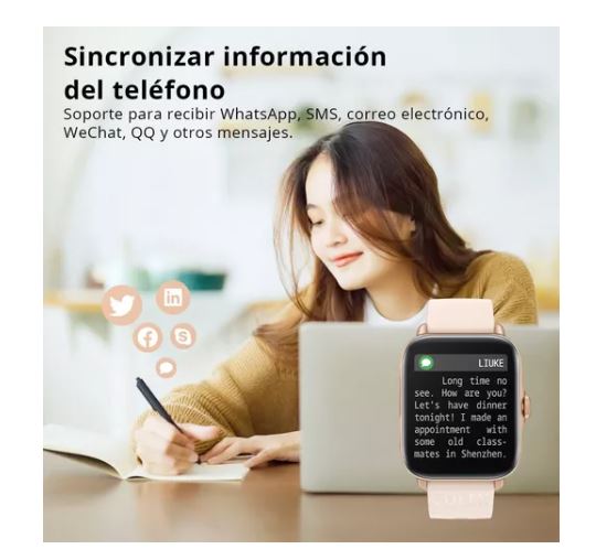 Foto 3 pulgar | Reloj Inteligente Wünd Rosa con Alerta de Notificaciones