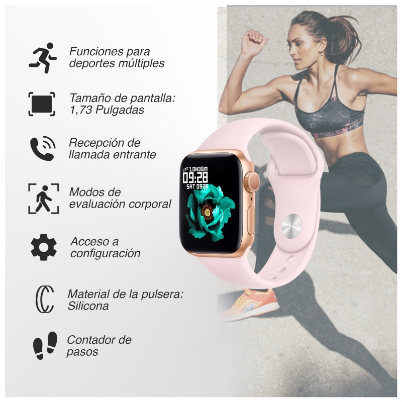 Foto 3 pulgar | Smartwatch I7 Pro Pink Con Pantalla De 1,73 Pulgadas Con Contador De Pasos Y Frecuencia Cardíaca - Venta Internacional.