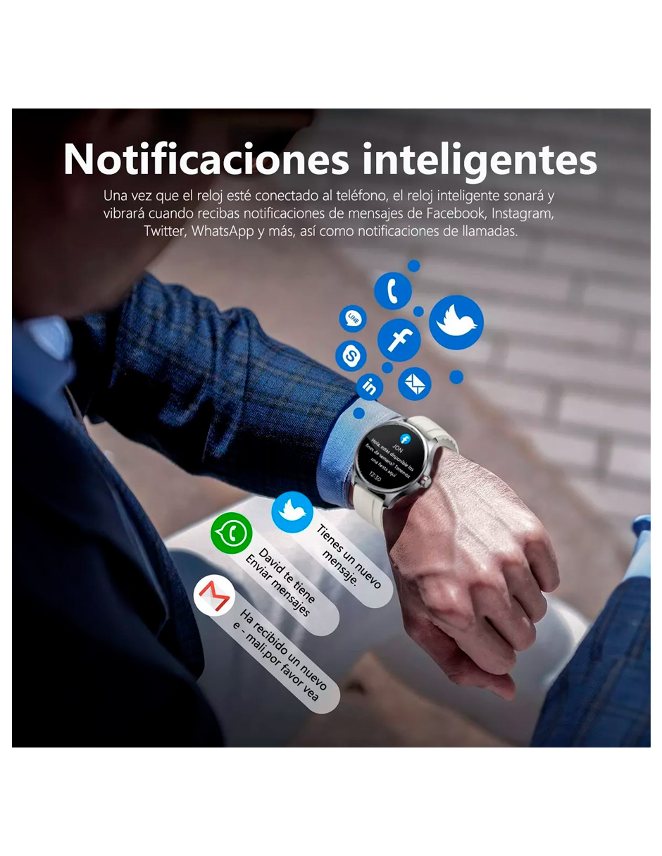 Foto 7 pulgar | Reloj Inteligente Petukita Box Llamadas Bluetooth Alexa 06h Blanco
